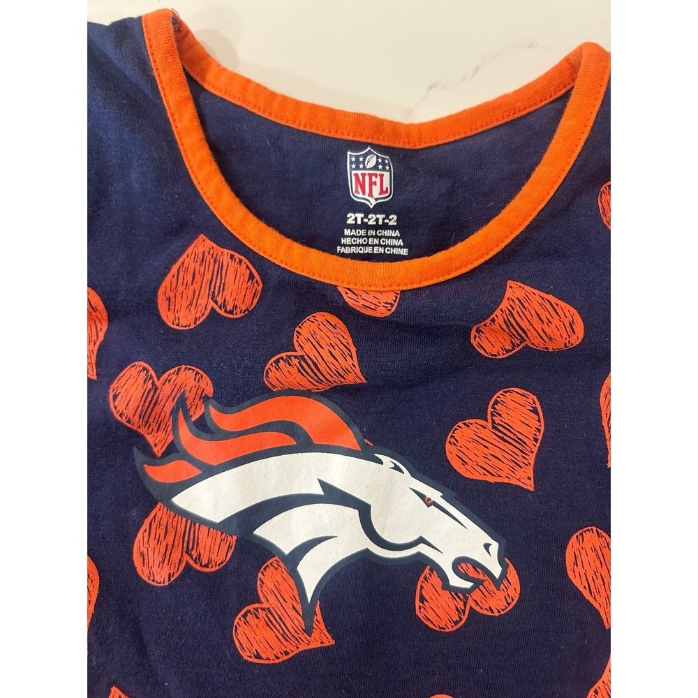 Toddler Girl Denver Broncos NFL Football Dress Navy & Orange 2T - Picture 2 of 4